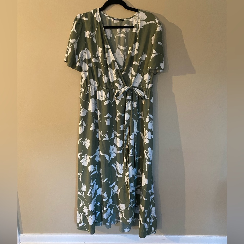 Bloomchic Green and White Dress